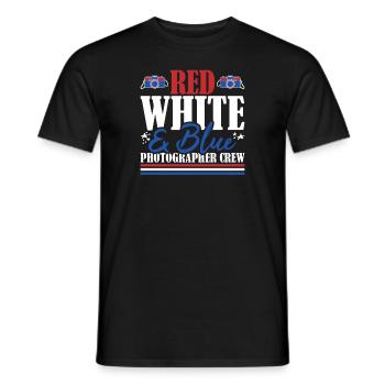 Veteran US Flag Red White & Blue Photographer Crew - Men's T-Shirt - black - Front - AI Model Male 178 light (178cm)