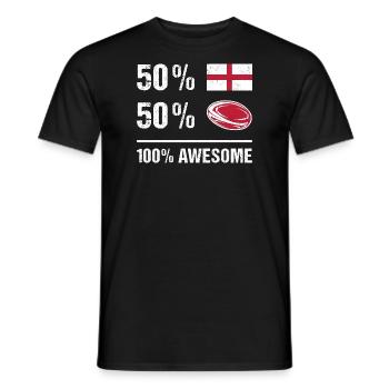 50% Angleterre 50% Rugby 100% Génial Angleterre Rugby - T-shirt homme - noir - Devant - AI Model Male 178 light (178cm)