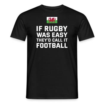 If Rugby Was Easy Wales Rugby - Men's T-Shirt - black - Front - AI Model Male 178 light (178cm)