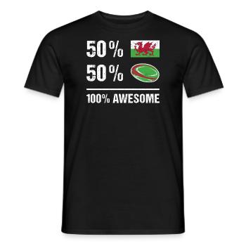 50% Wales 50% Rugby 100% Awesome Wales Rugby - Men's T-Shirt - black - Front - AI Model Male 178 light (178cm)