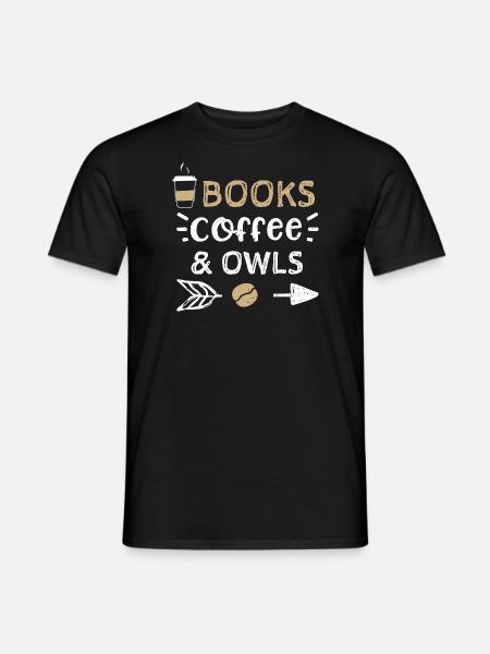 Books Coffee & Owls - Coffee - Men's T-Shirt - black