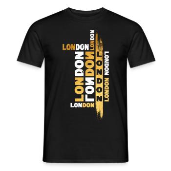 London England UK City Font Gold Skyline - Men's T-Shirt - black - Front - AI Model Male 178 light (178cm)