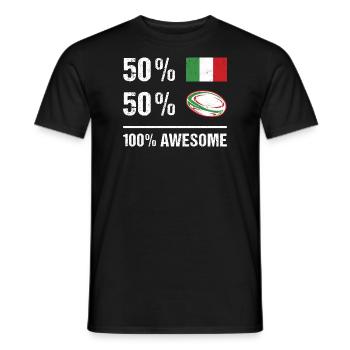 50% Italy 50% Rugby 100% Awesome Italy Rugby - Men's T-Shirt - black - Front - AI Model Male 178 light (178cm)