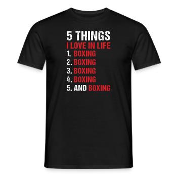 Sport 5 choses que j’aime dans la vie Boxe - T-shirt homme - noir - Devant - AI Model Male 178 light (178cm)