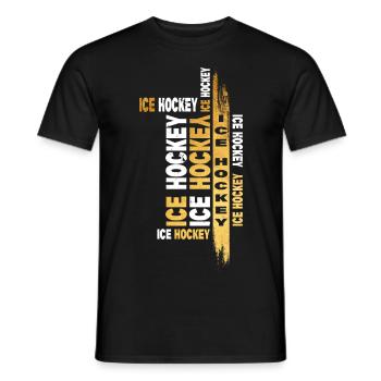 Eishockey Ice Hockey Gold Sport Spieler Fan Team - Männer T-Shirt - Schwarz - Vorne - AI Model Male 178 light (178cm)