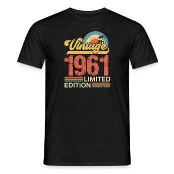 Édition Limitée Vintage Anniversaire né en 1961 - T-shirt homme - noir - Devant - AI Model Male 178 light (178cm)