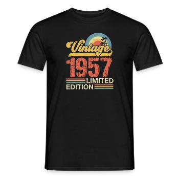 Édition limitée vintage anniversaire né en 1957 - T-shirt homme - noir - Devant - AI Model Male 178 light (178cm)