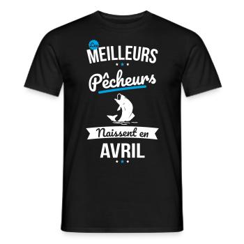 Les meilleurs pêcheurs naissent en Avril - T-shirt homme - noir - Devant - AI Model Male 178 light (178cm)