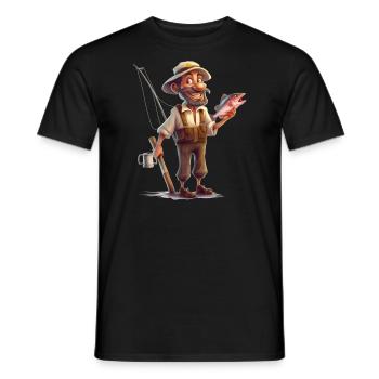 Pêcheur satisfait - la pêche vous rend heureux - T-shirt homme - noir - Devant - AI Model Male 178 light (178cm)