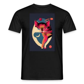Astral Feline - Men's T-Shirt - black - Front - AI Model Male 178 light (178cm)