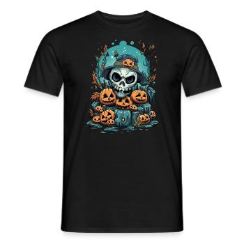 Halloween Skull & Jack O'Lanterns - Männer T-Shirt - Schwarz - Vorne - AI Model Male 178 light (178cm)