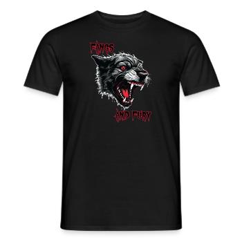Dämon Schwarze Katze, Reißzähne und Wut - Männer T-Shirt - Schwarz - Vorne - AI Model Male 178 light (178cm)