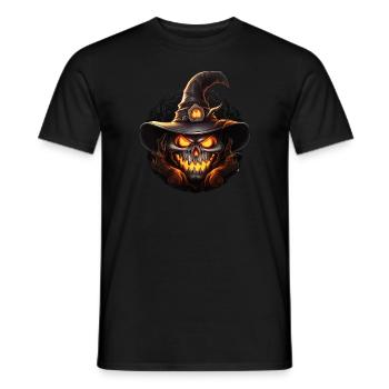 Scary black pumpkin witch - Men's T-Shirt - black - Front - AI Model Male 178 light (178cm)