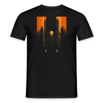 Scary orange skull man wearing cape - Men's T-Shirt - black - Front - AI Model Male 178 light (178cm)