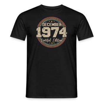 The legends were born in December 1974 - 1974 - Men's T-Shirt - black - Front - AI Model Male 178 light (178cm)
