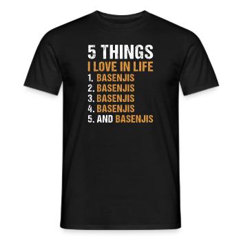 Dog 5 Things I Love In Life Basenji - Men's T-Shirt - black - Front - AI Model Male 178 light (178cm)