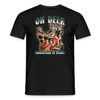 Oh Deer Christmas is here Funny Party Deers - Männer T-Shirt - Schwarz - Vorne - AI Model Male 178 light (178cm)