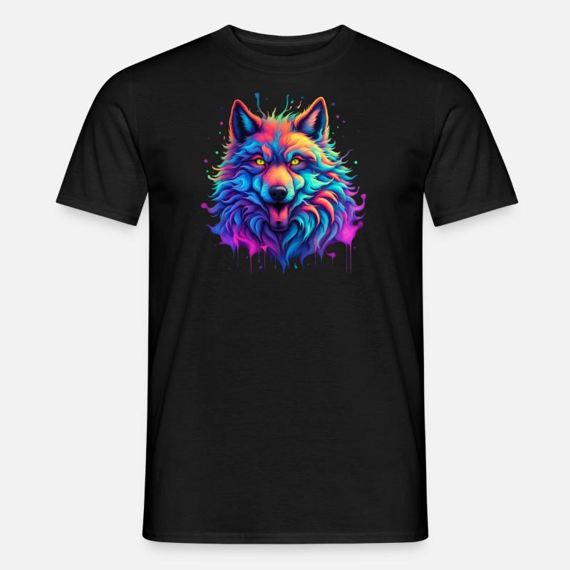 Pop Art Wolf - Männer T-Shirt - Schwarz