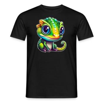 Cute little chameleon - Men's T-Shirt - black - Front - AI Model Male 178 light (178cm)