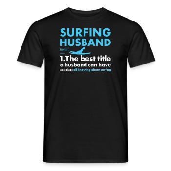 Sport Husband Surfing - Men's T-Shirt - black - Front - AI Model Male 178 light (178cm)