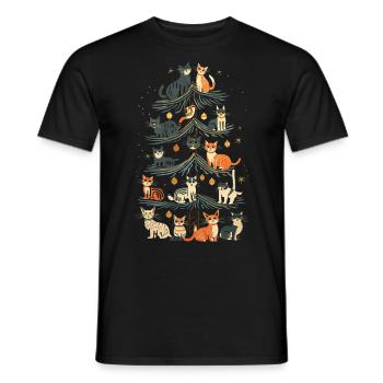 Katzen Tannenbaum Weihnachten Christbaum - Männer T-Shirt - Schwarz - Vorne - AI Model Male 178 light (178cm)