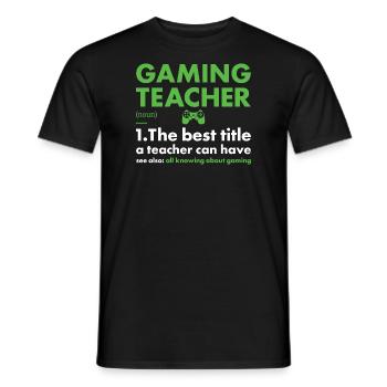 Gamer Teacher Définition du jeu - T-shirt homme - noir - Devant - AI Model Male 178 light (178cm)