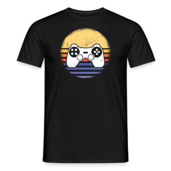 Gamer Retro Sunset Gaming - Men's T-Shirt - black - Front - AI Model Male 178 light (178cm)