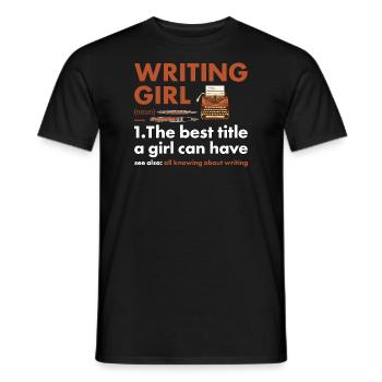 Writer Girl Definition Writing - Men's T-Shirt - black - Front - AI Model Male 178 light (178cm)