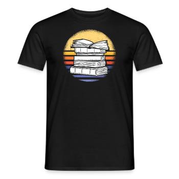 Reader Retro Sunset Reading - Men's T-Shirt - black - Front - AI Model Male 178 light (178cm)