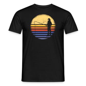 Fisher Retro Sunset Fishing - Men's T-Shirt - black - Front - AI Model Male 178 light (178cm)