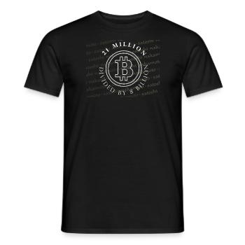 21 Million Divided by 8 Billion Bitcoin T-Shirt - Männer T-Shirt - Schwarz - Vorne - AI Model Male 178 light (178cm)