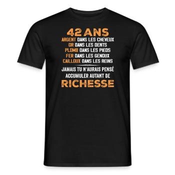 42 Years Old Funny Birthday Gift 42 Years Old Gift - Men's T-Shirt - black - Front - AI Model Male 178 light (178cm)