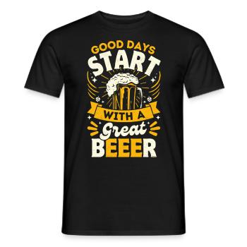 Good days start with a great beeer - Men's T-Shirt - black - Front - AI Model Male 178 light (178cm)