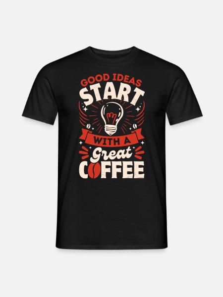Goede ideeën beginnen met een goede koffie- Rood - Heren T-shirt - zwart