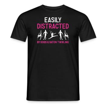 Facilement distrait par les chiens et le twirling de bâton - T-shirt homme - noir - Devant - AI Model Male 178 light (178cm)