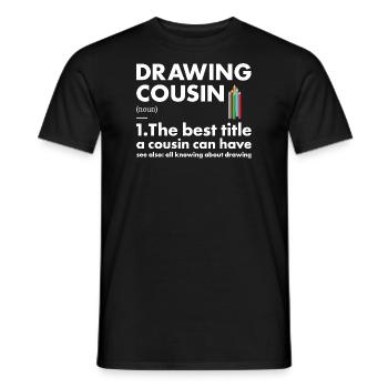 Dessin de définition de Cousin de tiroir - T-shirt homme - noir - Devant - AI Model Male 178 light (178cm)