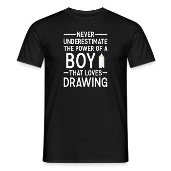 Drawer Never Underestimate The Power Of A Boy - Men's T-Shirt - black - Front - AI Model Male 178 light (178cm)