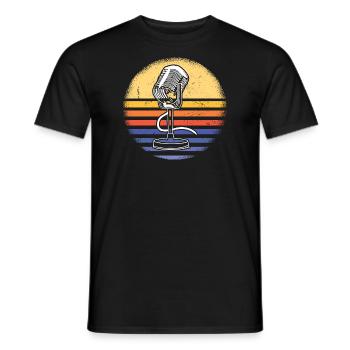 Singer Retro Sunset Singing - Männer T-Shirt - Schwarz - Vorne - AI Model Male 178 light (178cm)