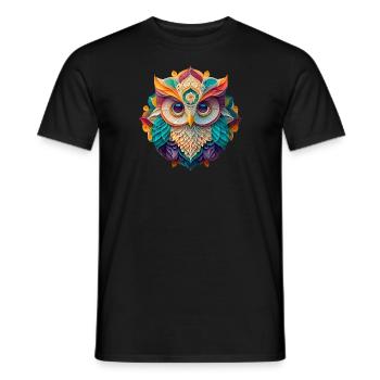 Buntes lustiges Eulen Mandala - Männer T-Shirt - Schwarz - Vorne - AI Model Male 178 light (178cm)