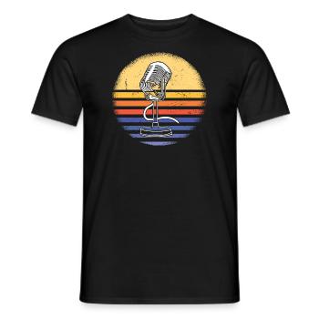 Singer Retro Sunset Karaoke - Männer T-Shirt - Schwarz - Vorne - AI Model Male 178 light (178cm)