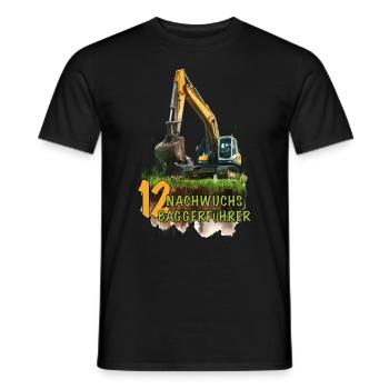 Bagger 12 Geburtstag Baumaschine Baumaschinen - Männer T-Shirt - Schwarz - Vorne - AI Model Male 178 light (178cm)