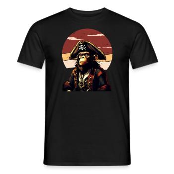 Capitaine Bande Dessinée Singe Pirate Caraïbes - T-shirt homme - noir - Devant - AI Model Male 178 light (178cm)