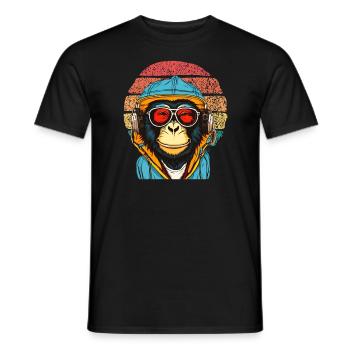 Chill Monkey Lunettes de soleil Chimpanzé détendu - T-shirt homme - noir - Devant - AI Model Male 178 light (178cm)