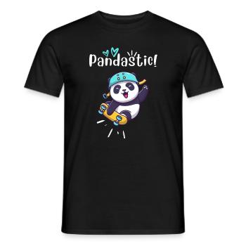 Pandastic Panda On Skateboard. Black. - Men's T-Shirt - black - Front - AI Model Male 178 light (178cm)
