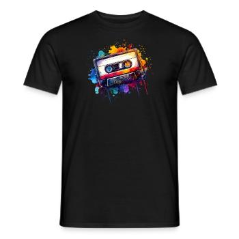 Colorful retro music cassette - Men's T-Shirt - black - Front - AI Model Male 178 light (178cm)