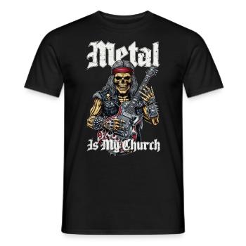 Rocking Metalhead Skeleton with Guitar - Men's T-Shirt - black - Front - AI Model Male 178 light (178cm)