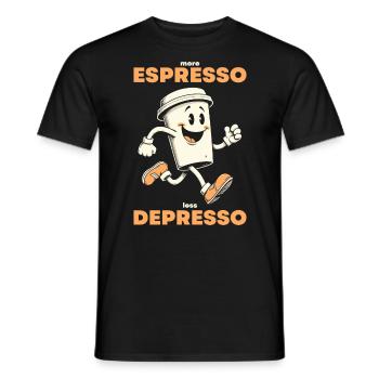 More Espresso Less Depresso Coffee Cup - Men's T-Shirt - black - Front - AI Model Male 178 light (178cm)