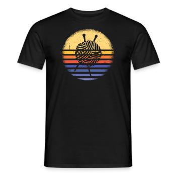 Knitter Retro Sunset Knitting - Men's T-Shirt - black - Front - AI Model Male 178 light (178cm)