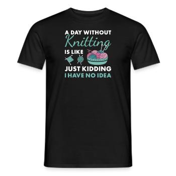 Tricoteuse Une journée sans tricoter - T-shirt homme - noir - Devant - AI Model Male 178 light (178cm)