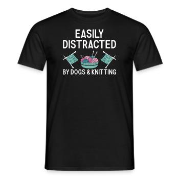 Tricoteuse facilement distraite par les chiens et le tricot - T-shirt homme - noir - Devant - AI Model Male 178 light (178cm)